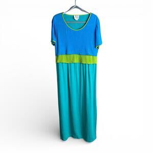 Vintage Colorblock Dopamine Dressing Maxi Dress with Tie Back